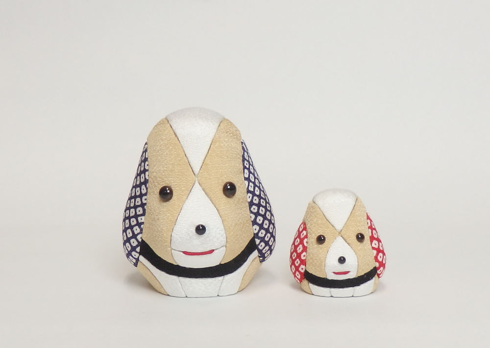 木目込人形 犬の親子 形山作【人形堂】