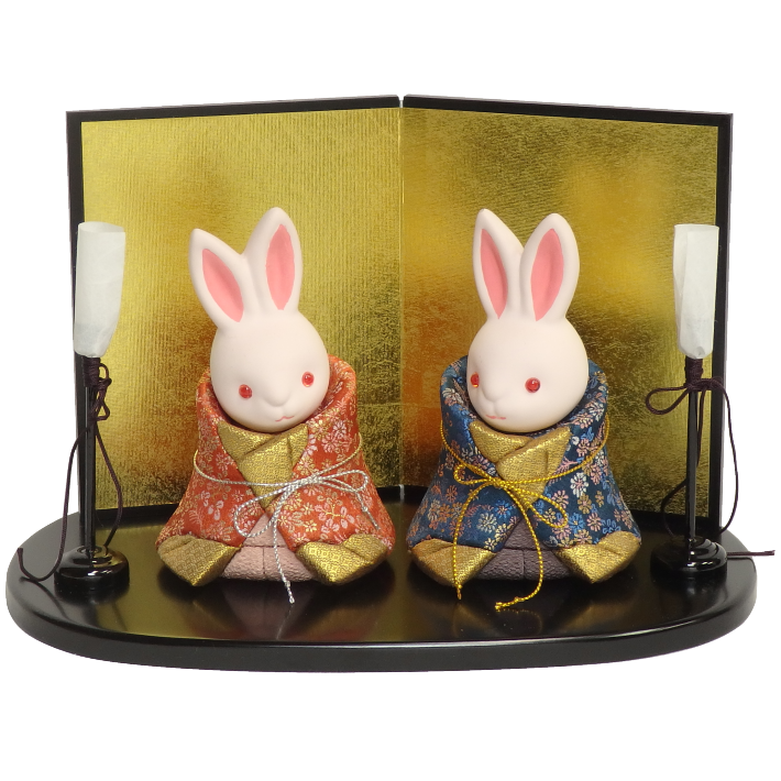 木目込雛人形 うさぎ雛_小花 形山作【人形堂】