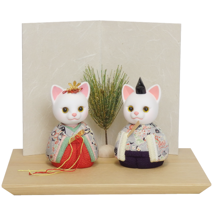 木目込み雛人形 ねこ雛 形山作【人形堂】