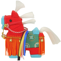 木目込人形 干支 午 豊穣_赤 形山作【人形堂】